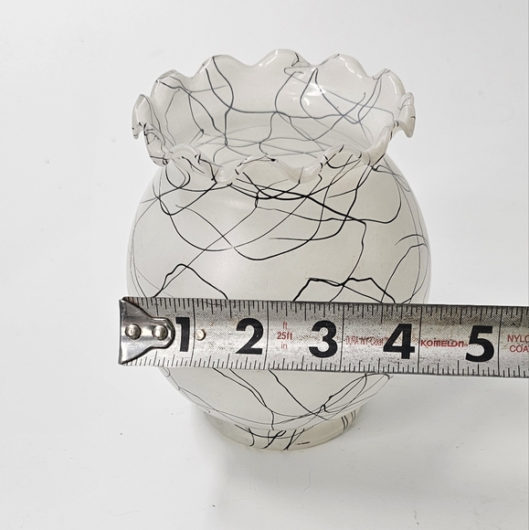 Pair of Vintage Anchor Hocking Frosted DRIZZLE Glass Vases Spaghetti String MCM - Picture 6 of 8